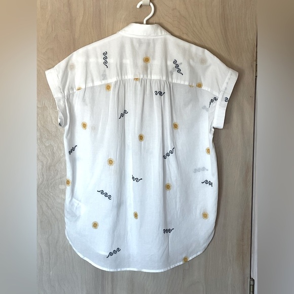 MADEWELL White Embroidered Cotton Button Down Shirt Top XS/S Women’s - Picture 3 of 14